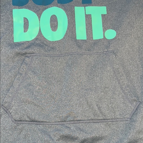 Nike Size Large Hoodie- Therma-Fit Grey with Teal Sleeves & Hood Green ‘DO IT.’ - Picture 6 of 10